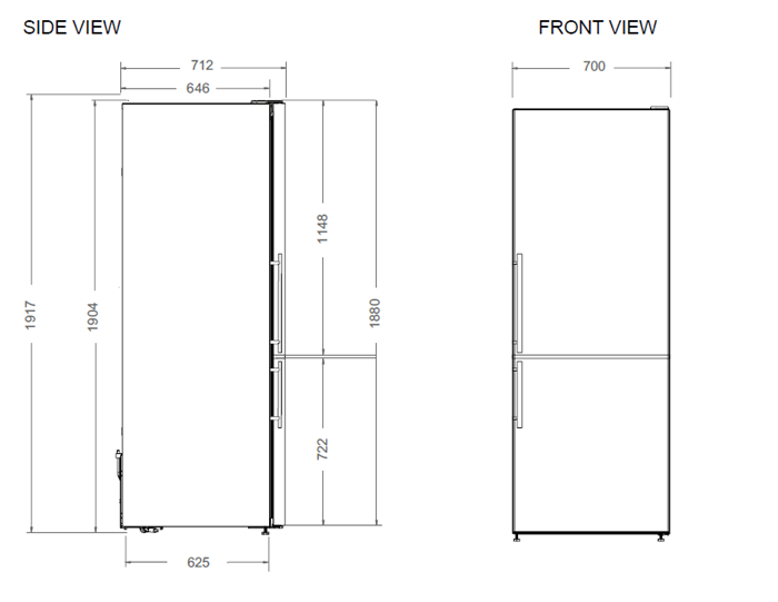 70 cm freestanding bottom mount refrigerator, stainless steel | Bertazzoni
